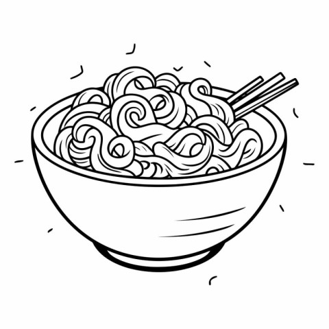 Noodles in a bowl with chopsticks.