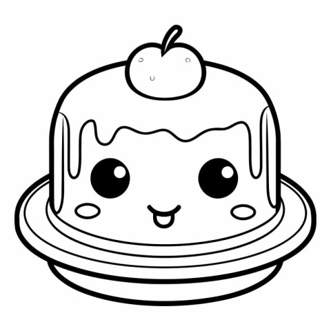 Coloring book for children: kawaii cake