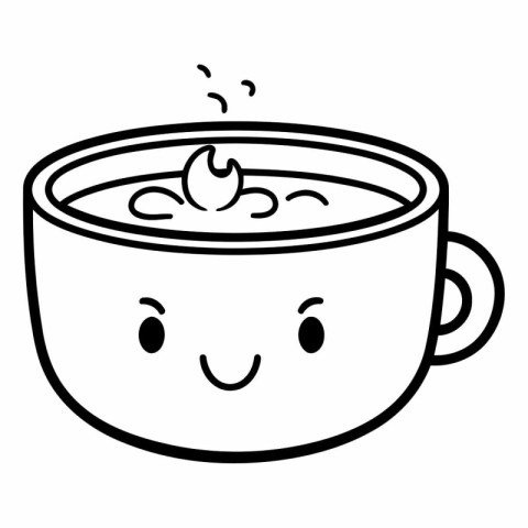 kawaii cup hot soup kawaii character vector illustration design