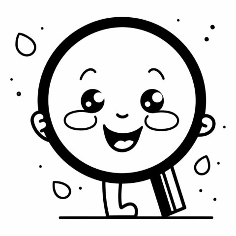 Black and white vector illustration of a smiling cartoon boy loo