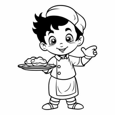 Cute Boy Chef Cartoon Mascot Character Vector Illustration Desig