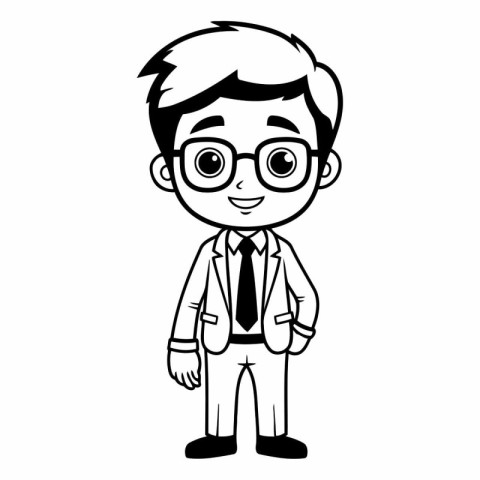 cute little boy with glasses and suit cartoon vector illustratio