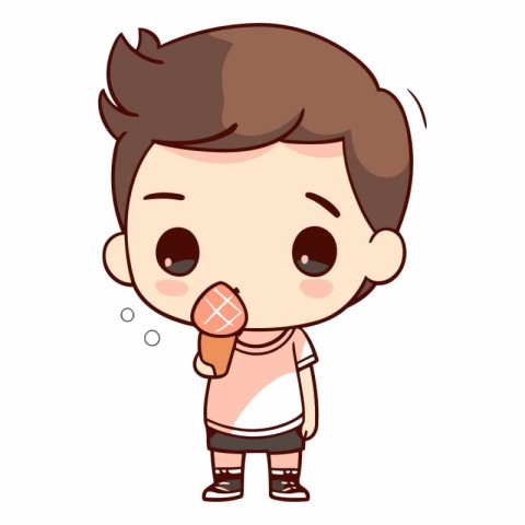 cute boy eating ice cream cartoon vector illustration graphic de