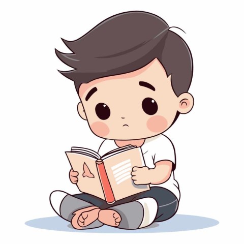 cute little boy reading a book. eps10