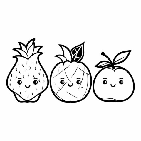 cute fruits kawaii characters vector illustration design vector