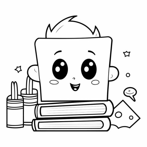 cute book and pencils kawaii character vector illustration desig