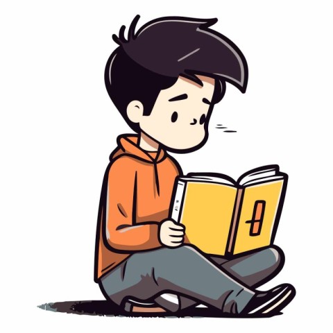 Boy reading a book of a boy reading a book.