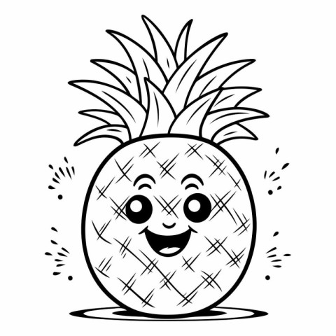 Pineapple cartoon design. Fruit healthy organic food sweet and n