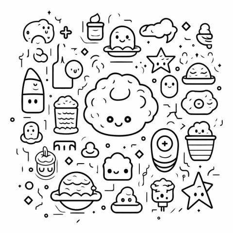 Line art food icon set for your graphic design.