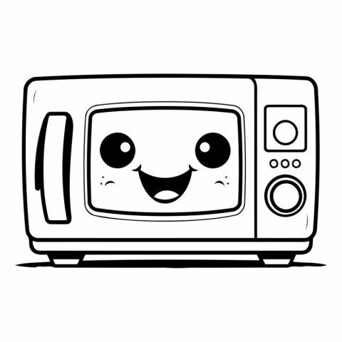 Cute cartoon microwave isolated on a white background.