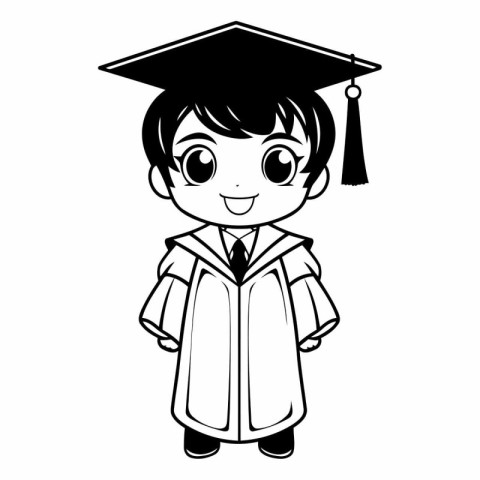 cute little student boy with graduation cap vector illustraton d