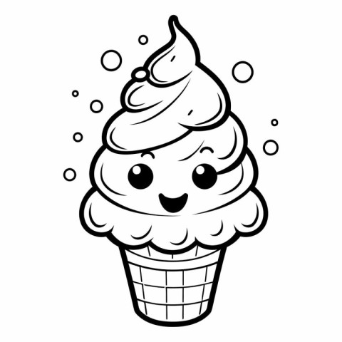 Cute Ice Cream Cartoon Mascot Character Vector Illustration.