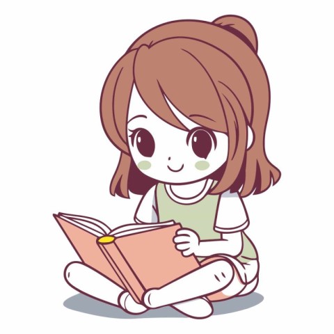 girl reading a book on white background. eps10