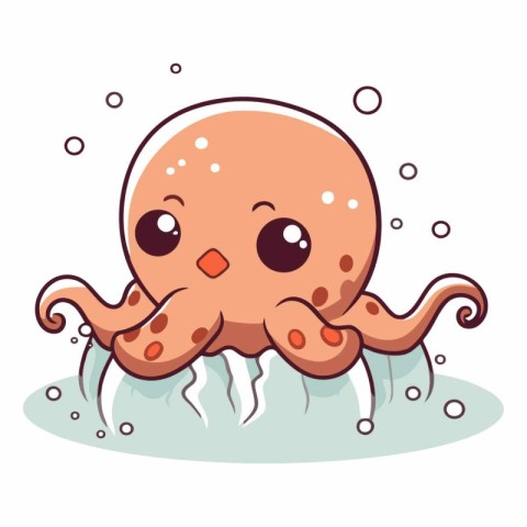 Cute octopus character isolated on white background.