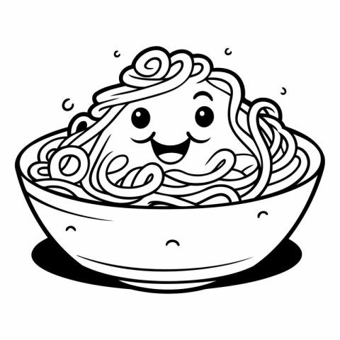 Illustration of a Bowl of Noodles with a Smiling Face