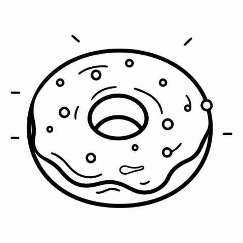 Illustration of a donut in doodle style on a white background