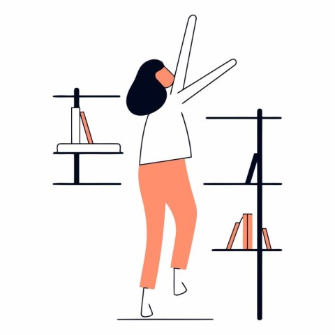 Vector illustration of a woman doing yoga at home. Flat style.