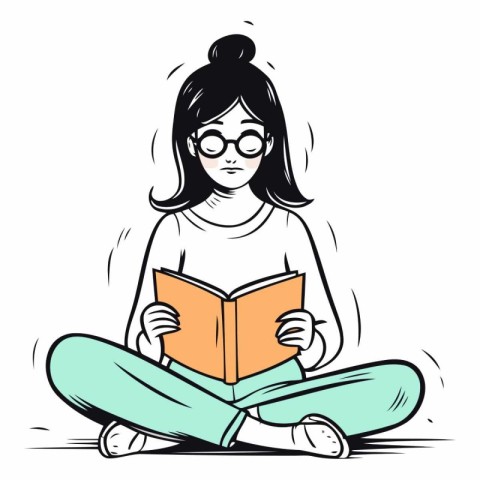 Girl reading a book of a young girl reading a book.