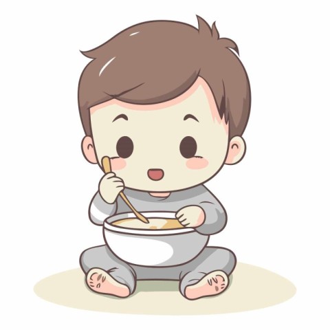 Little boy eating noodle of a little boy eating noodle.