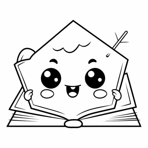 Black and White Cartoon Illustration of Funny Book Character for