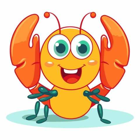 Cute cartoon crab character isolated on white background.