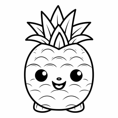 cute pineapple tropical fruit kawaii character vector illustrati