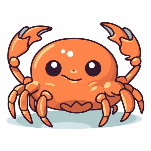 Cute cartoon crab isolated on a white background.