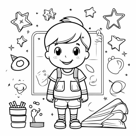 Coloring Page Outline Of Cartoon Astronaut Boy Vector Illustrati