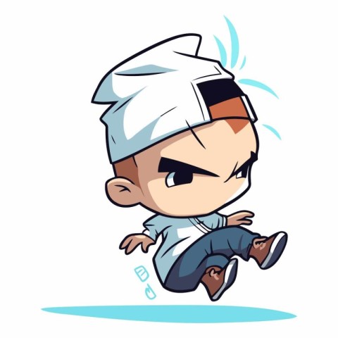 illustration of a little boy in chef's hat and uniform running