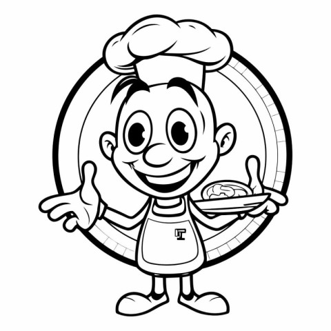 Illustration of a Little Chef Cartoon Mascot Character Holding a