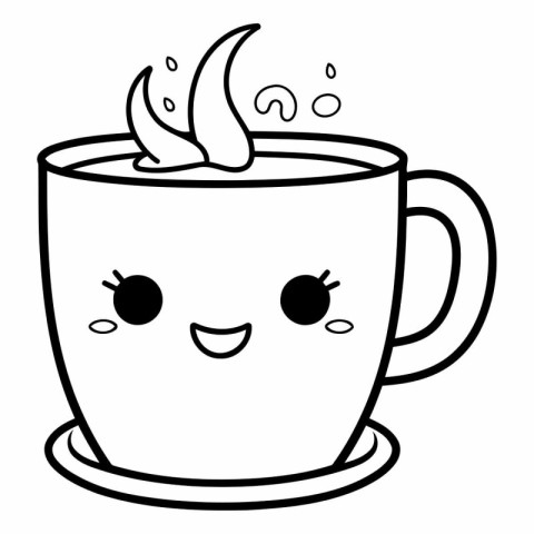 Coffee mug kawaii cartoon vector illustration graphic design.