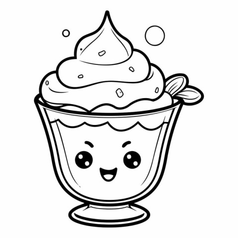 ice cream in cup kawaii character vector illustration design vec