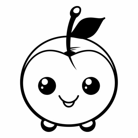 cute apple fruit kawaii character vector illustration designicon