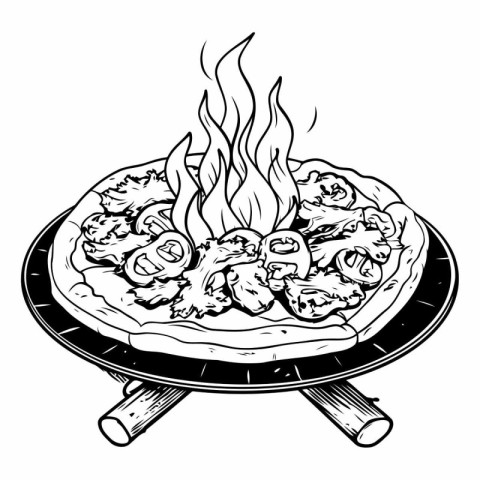 Pizza on a barbecue grill of a pizza.