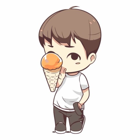 Boy eating ice cream of a boy eating ice cream.