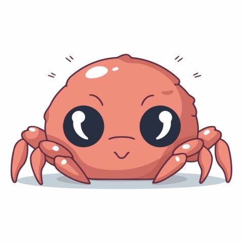 Cute pink crab character cartoon. Isolated on white.