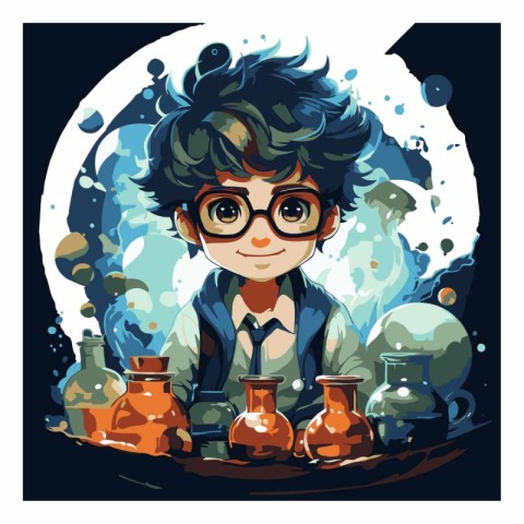 Cute boy scientist in the laboratory for your design