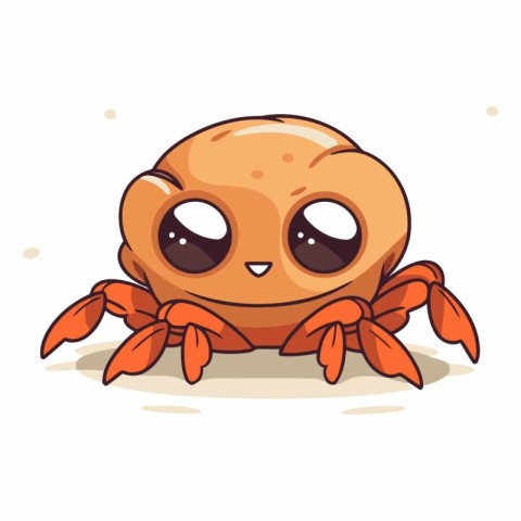 Cute cartoon crab character isolated on white background.