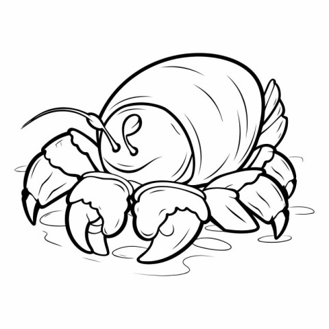 Crab - Black and White Cartoon Illustration of a Crab for Colori