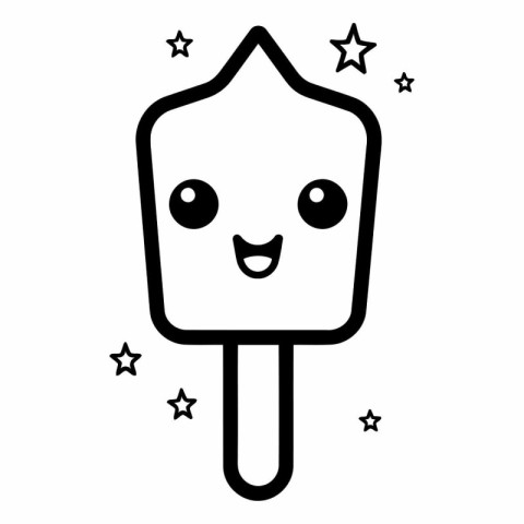 cute ice cream in stick kawaii character vector illustration des