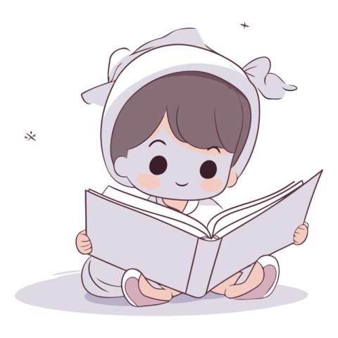 cute little girl reading a book graphic design.