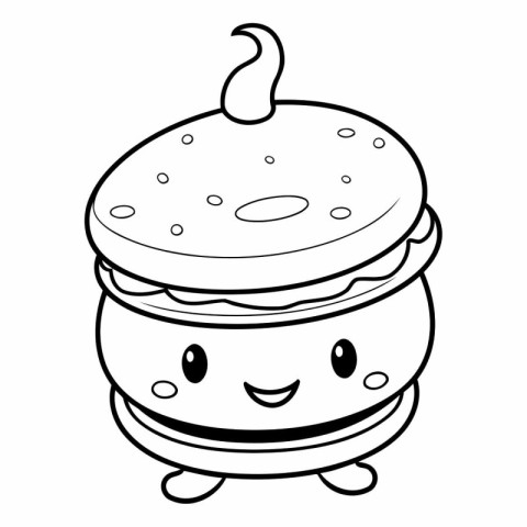 Fast food hamburger kawaii cartoon isolated vector illustration