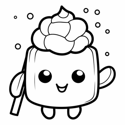 Coloring book for children: kawaii ice cream