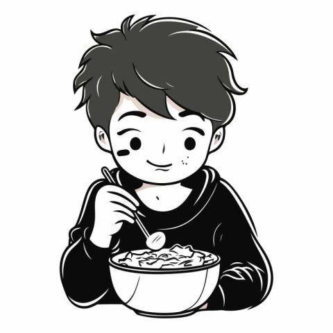 Boy eating cereals of a boy eating cereal.