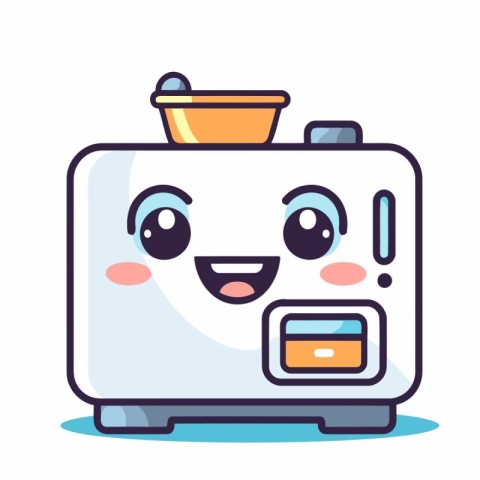 Cartoon vector illustration of a cute toaster character with hap