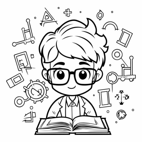 School boy cartoon design. education learning knowledge study an