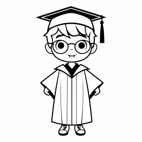 cute little student boy with glasses and graduation cap vector i