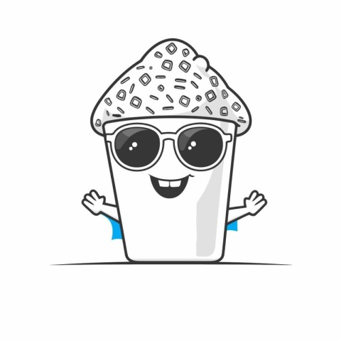 Cool ice cream character in sunglasses of ice cream.