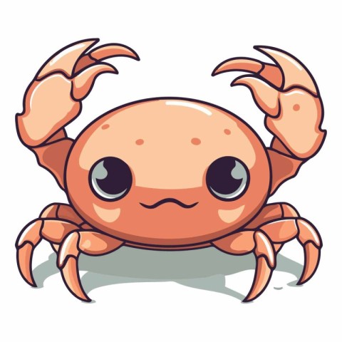 Cute cartoon crab isolated on a white background.