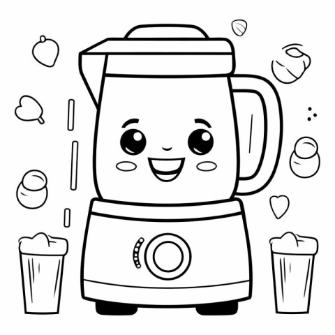 Kawaii smiling blender with a glass of beer.